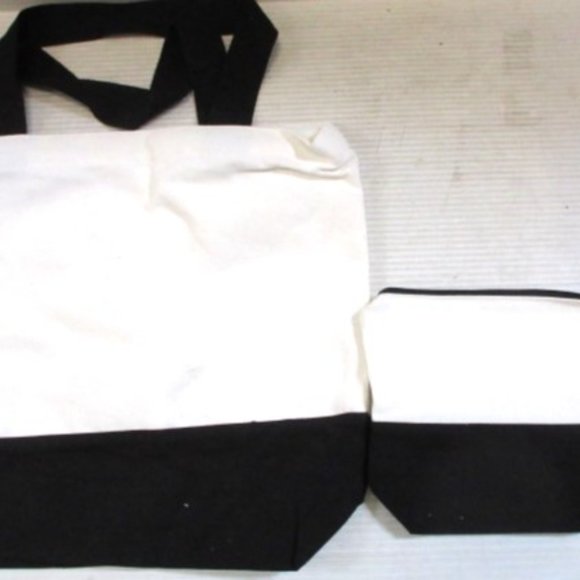 LEIFIDE Canvas Tote Bag and Makeup Bag 2 Piece Set New - Picture 2 of 2